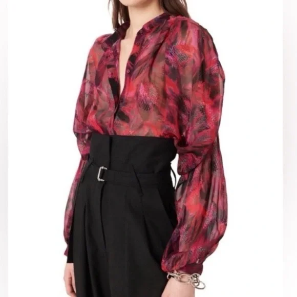 IRO Paulhi printed fil coupé silk-blend chiffon blouse - Picture 3 of 16